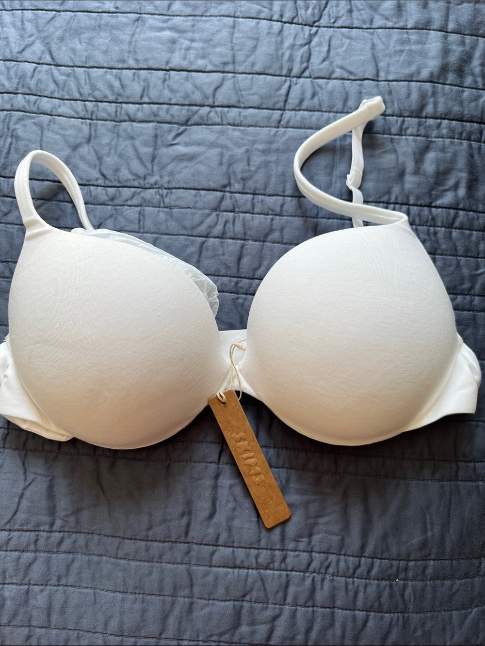 SKIMS White Everyday Cotton Ultimate Push-up Bra Size 36B NWT